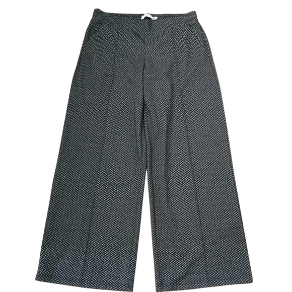 ICHI Pants - Chic Black and White Wide-Leg Pants